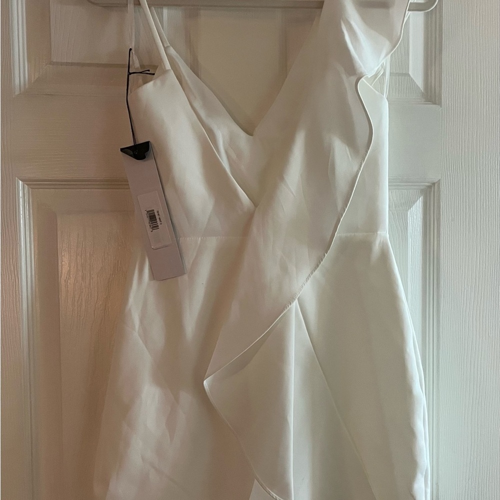 Mac Duggal/ IEENA #70161 NWT Asymmetrical Ruffle Cocktail Mini Dress Size 2 - Picture 7 of 9